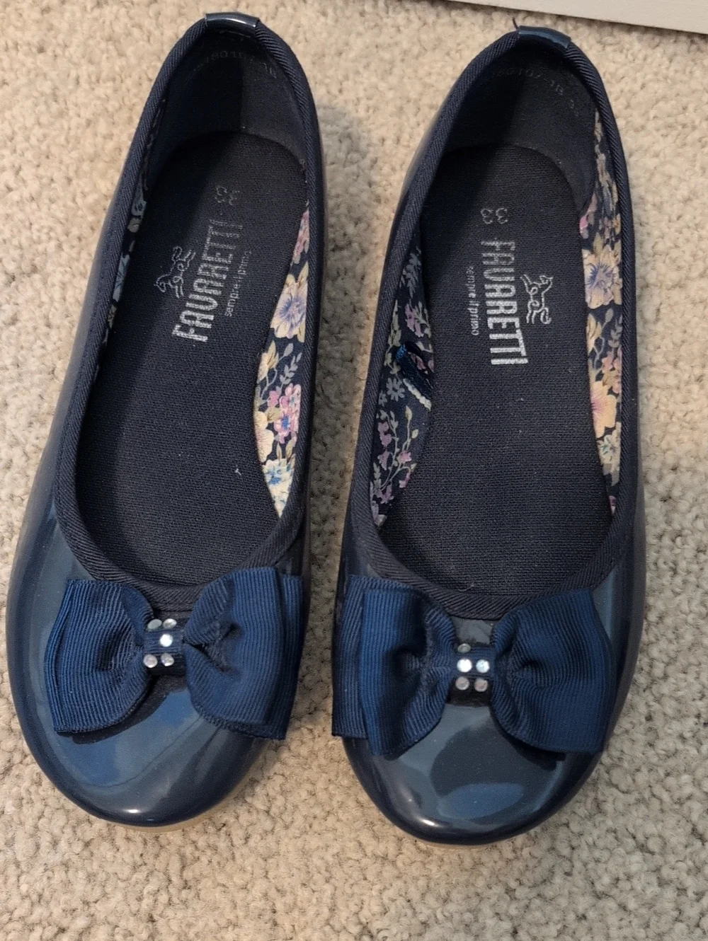 Girls' Navy Bow Dress Flats by